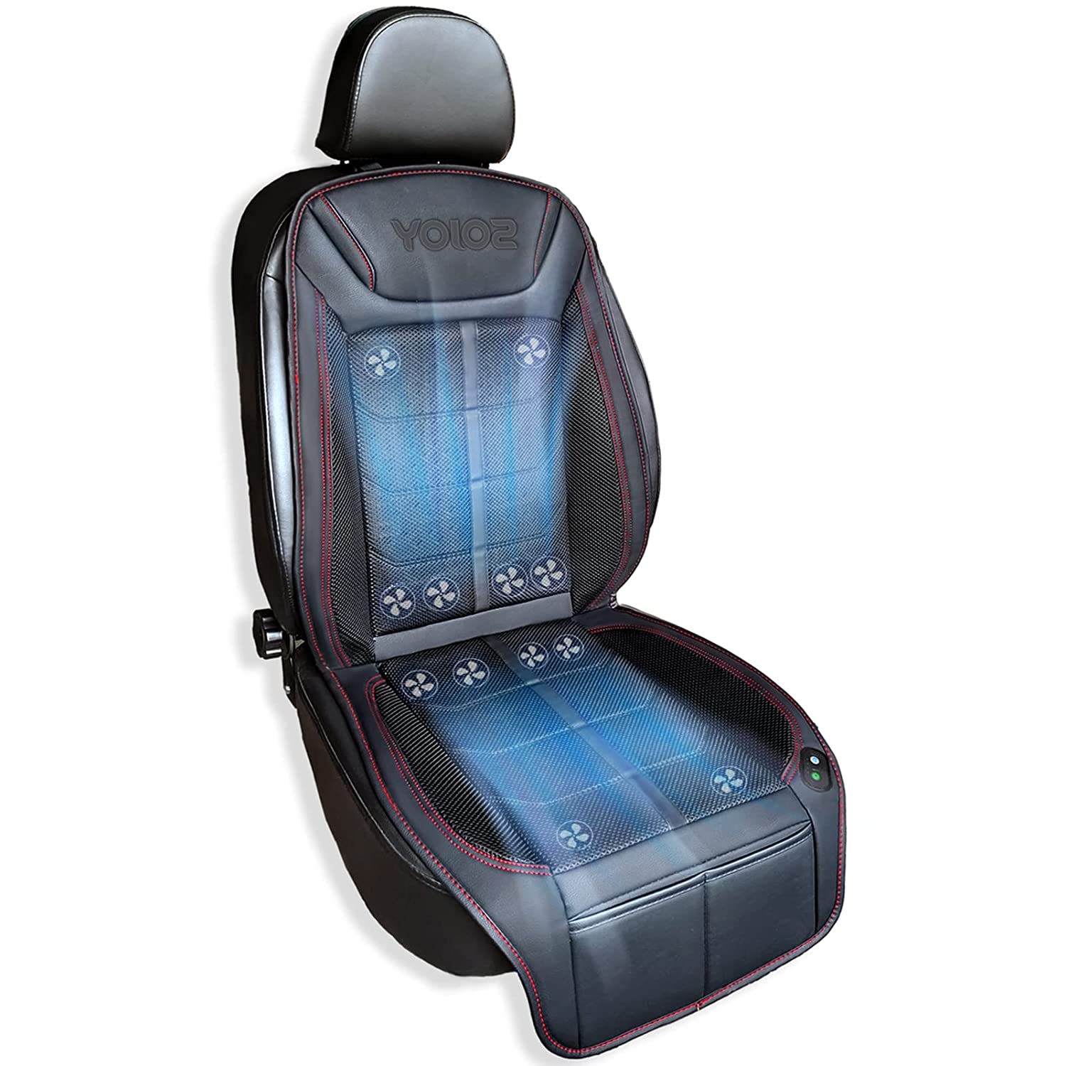 12V Cooling Car Seat Cover-12 Fans 3 Adjustable Temperature Seat  Cooler-Faux Leather(Black)